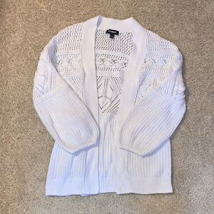Women’s Express White Knit Open Front Cotton Cardigan Sweater Small
